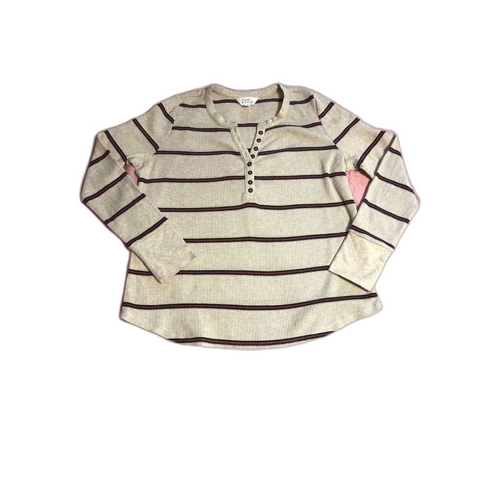Market & Spruce Striped Henley Top - Size Large